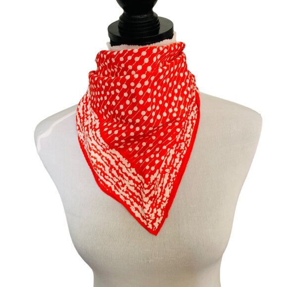 Scarves By Nasharr Head Neck Scarf VTG 60s Red White Polka Dot Square Career - Picture 5 of 9